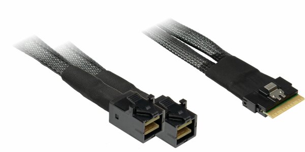 Kabel SFF 8654-8x - 2x SFF 8643 0,75m